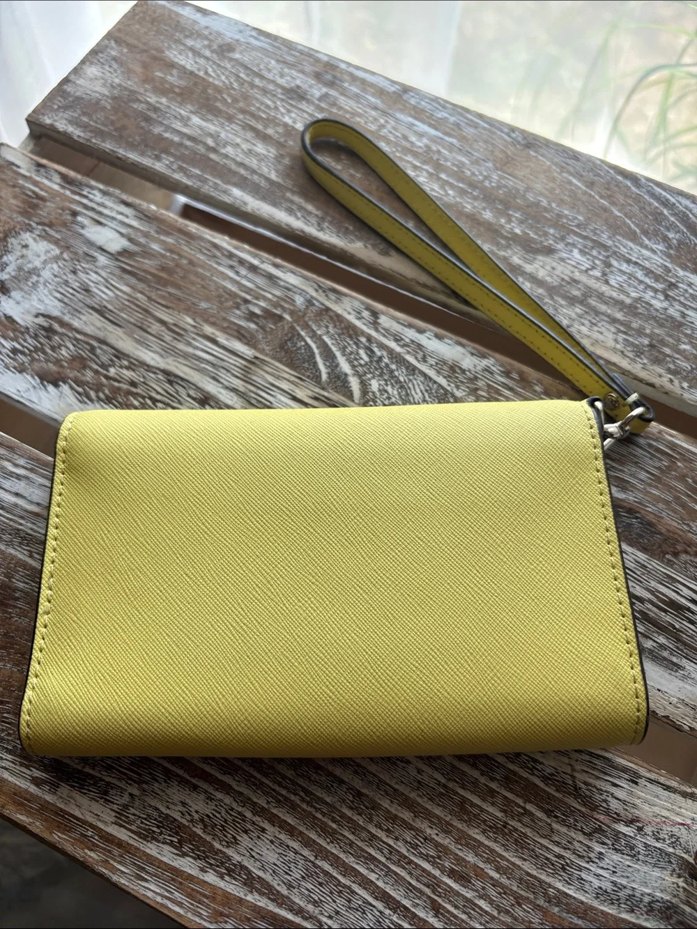 kate spade yellow saffiano wristlet phone case wallet